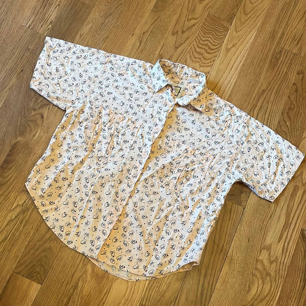 Vintage Mixed Blues pink patterned button up